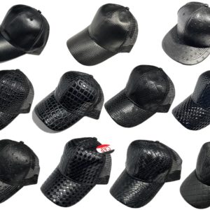 Black Faux Leather Baseball Cap Snapback