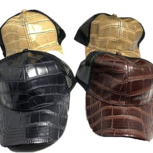 Faux Leather Plain Baseball Cap JL-26