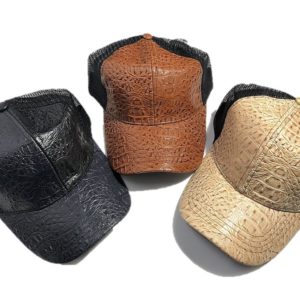 Faux Leather Plain Baseball Cap JL-31