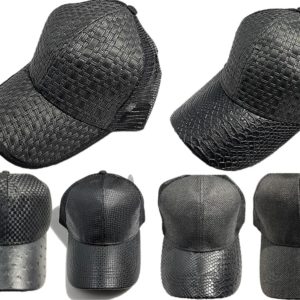 Unisex Plain Black Straw Baseball Cap Snapback
