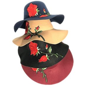 Women Felt Wide Brim Flower Hat