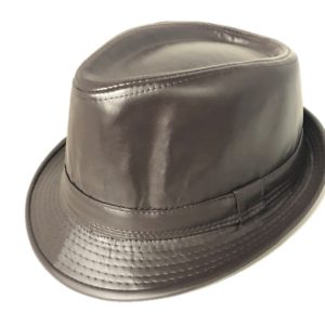 Fedora Fake Leather PU Brown