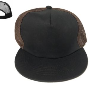 Plain 5 Panel Trucker Snapback Cap Blk/Brown