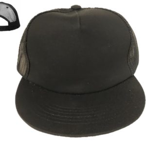 Plain 5 Panel Trucker Snapback Cap Blk/Blk