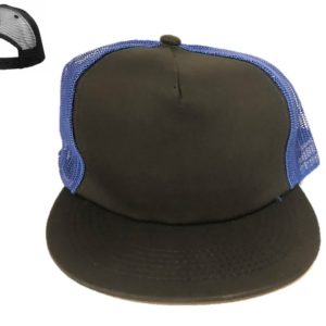 Plain 5 Panel Trucker Snapback Cap Blk/Blue