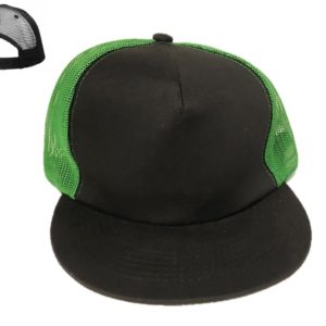 Plain 5 Panel Trucker Snapback Cap Blk/Green