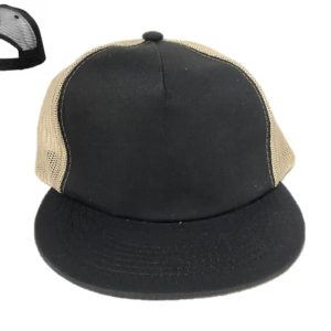 Plain 5 Panel Trucker Snapback Cap Blk/Khaki
