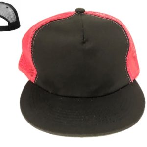 Plain 5 Panel Trucker Snapback Cap Blk/Pink