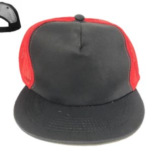 Plain 5 Panel Trucker Snapback Cap Blk/Red