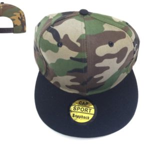 Plain Camo Black Snapback Style Cap