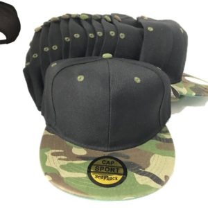 Plain Black Camo Snapback Style Cap