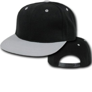 Plain Grey Black Snapback Style Cap