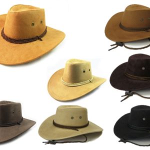 Unisex Suede Ranch Cowboy Hat With Chin Strap