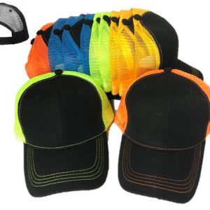 Plain 6 Panel Trucker Snapback Cap Mix Color Mesh