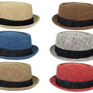 Fedora Plain Fabric With Criss Cross Porkpie