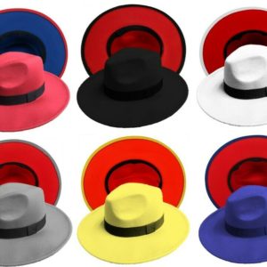 2 Tone Men Women Felt Fedora Wide Brim Stingy Hat