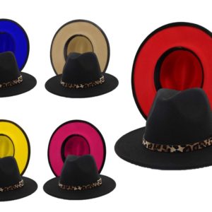 Fedora Leopard Band Men Women Felt Vintage Style Wide Brim